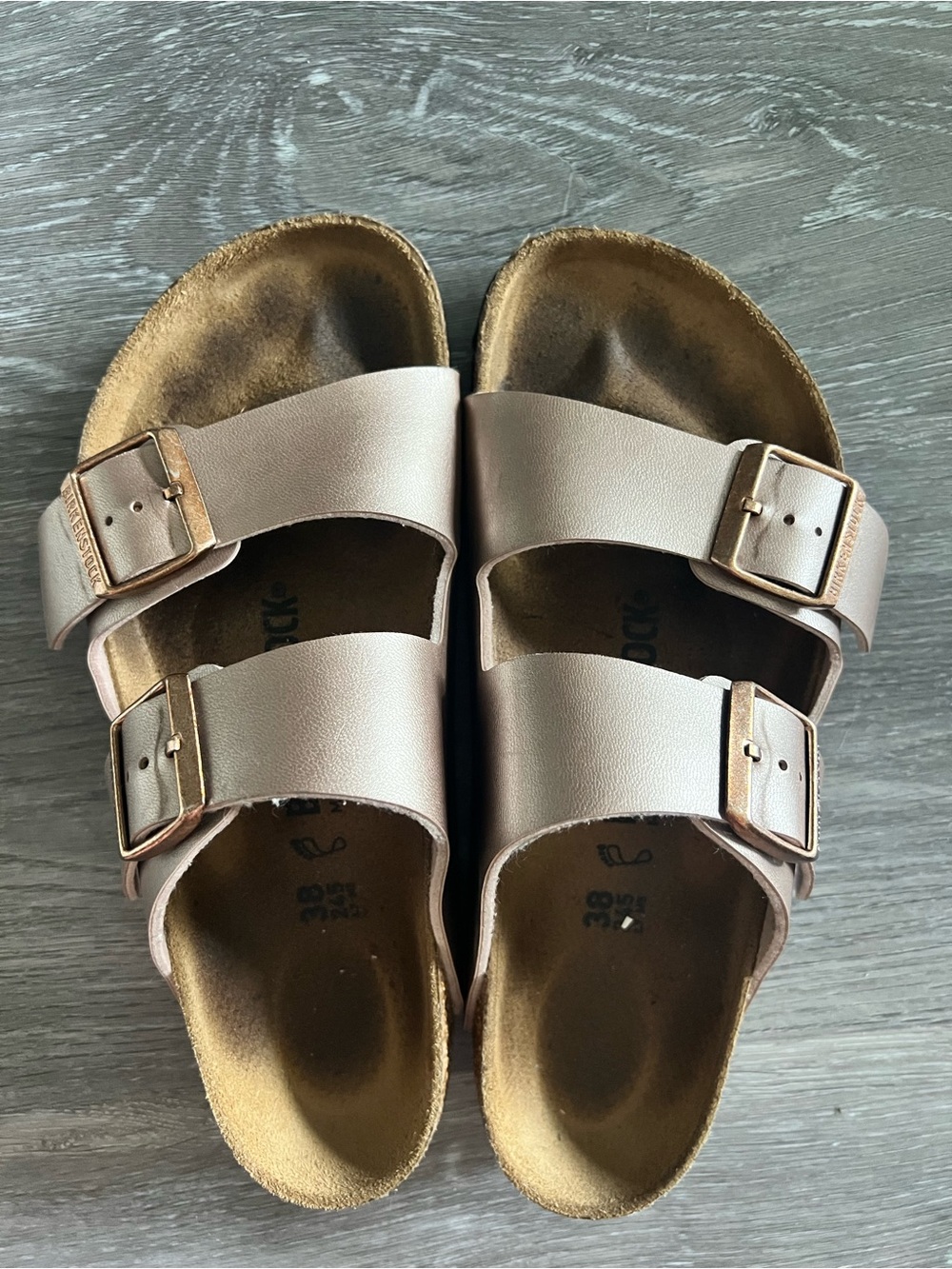 Birkenstock Arizona Metallic Copper Two-Strap Sandal - Picture 1 of 3